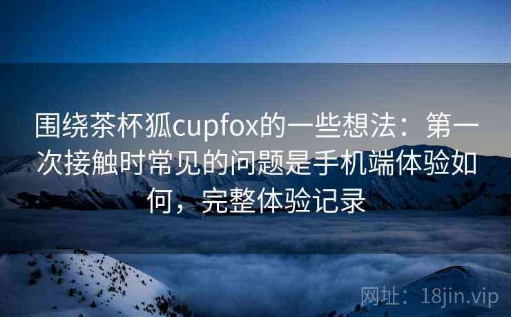 围绕茶杯狐cupfox的一些想法：第一次接触时常见的问题是手机端体验如何，完整体验记录